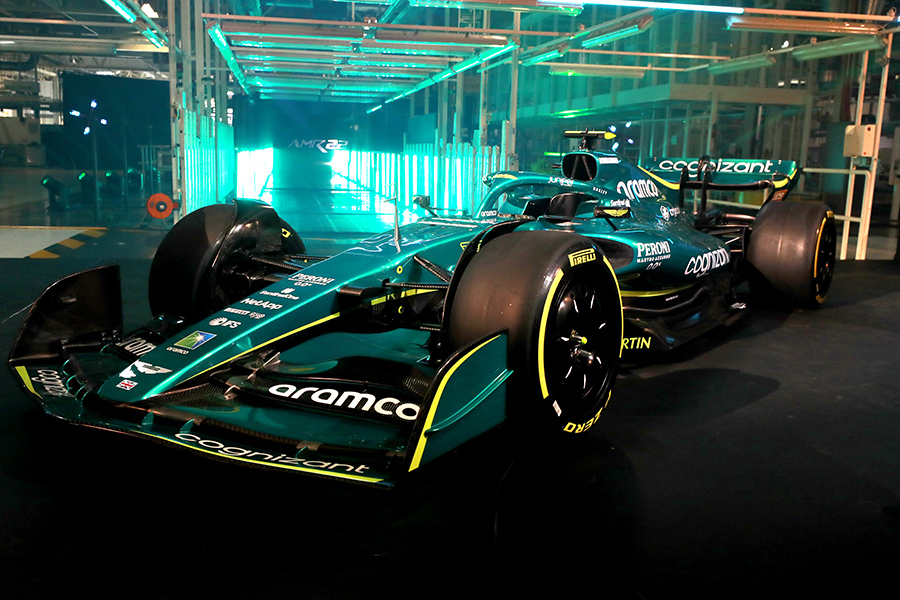 O novo AMR22 para a temporada de 2022 da F1