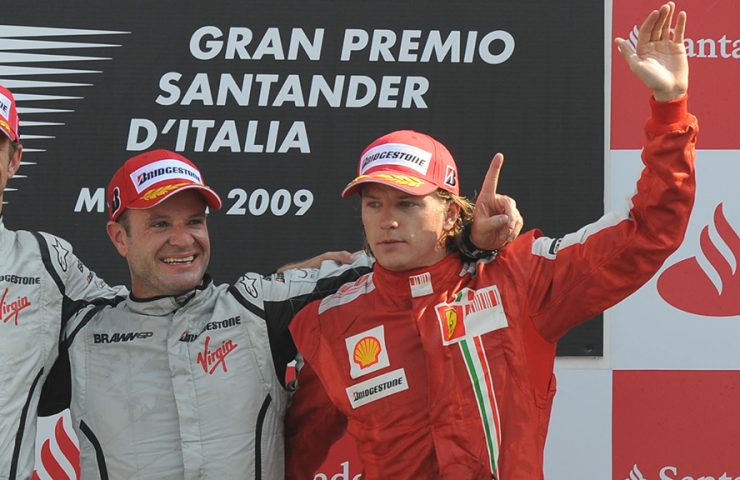 Barrichello e Raikkonen no pódio do GP da Itália de 2009