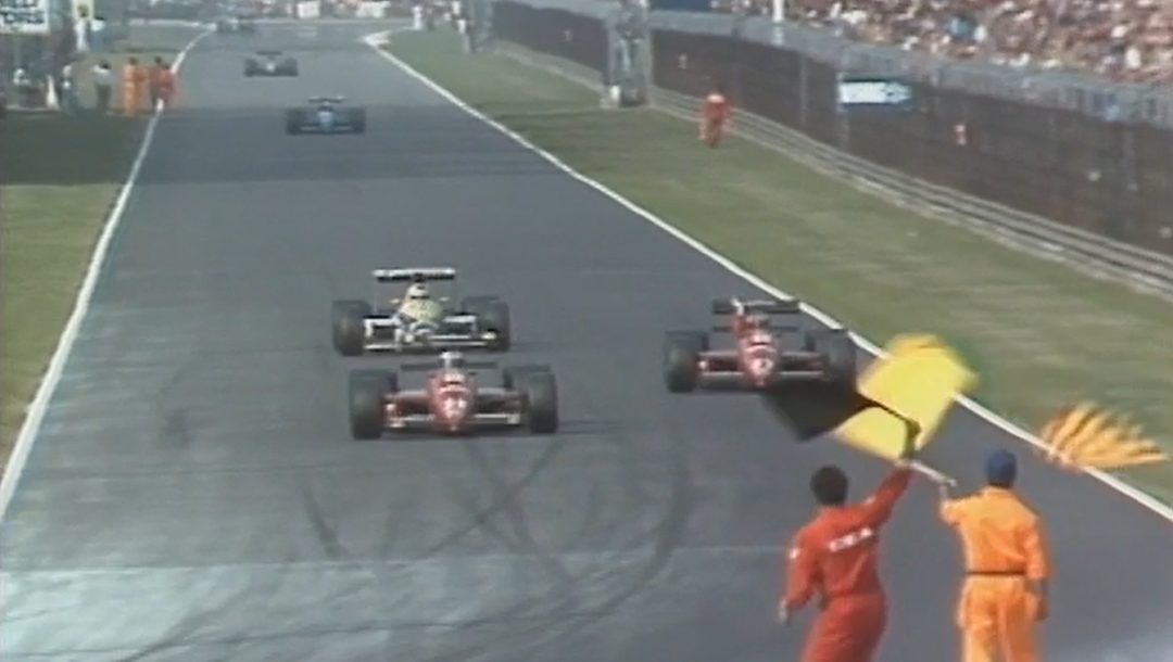 Dupla da Ferrari celebra dobradinha inesperada no GP da Itália de 1988