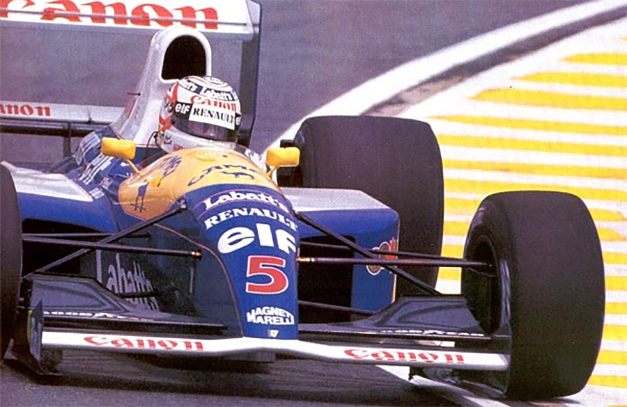 Nigel Mansell e sua Williams em 1991