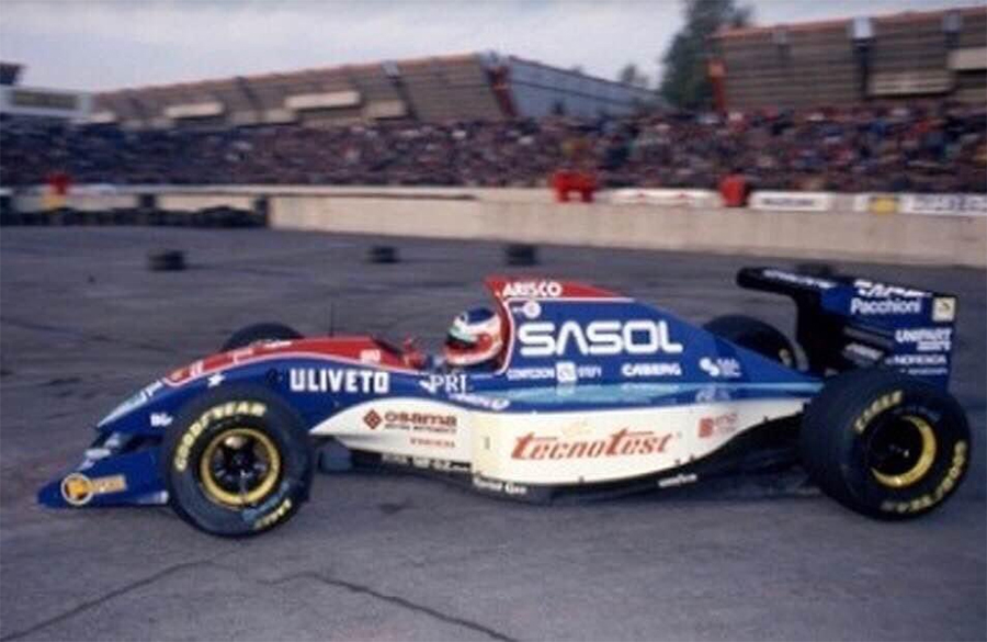 Rubens Barrichello, no F1 Indoor Trophy, em Bolonha, em 1993