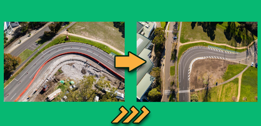  Evolução da reforma do circuito de Melbourne: curva 3 